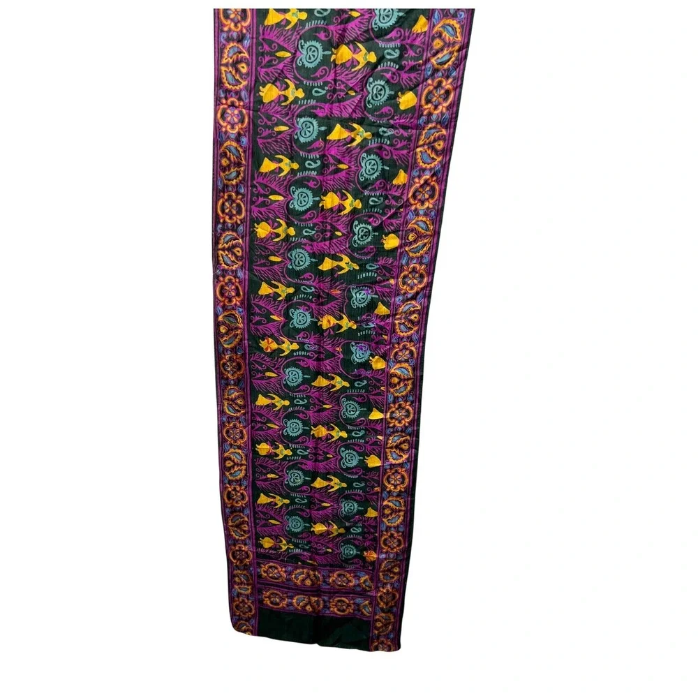 Unbranded Womens Scarf Psychedelic Fish Floral OS Green Magenta Boho Rectangular